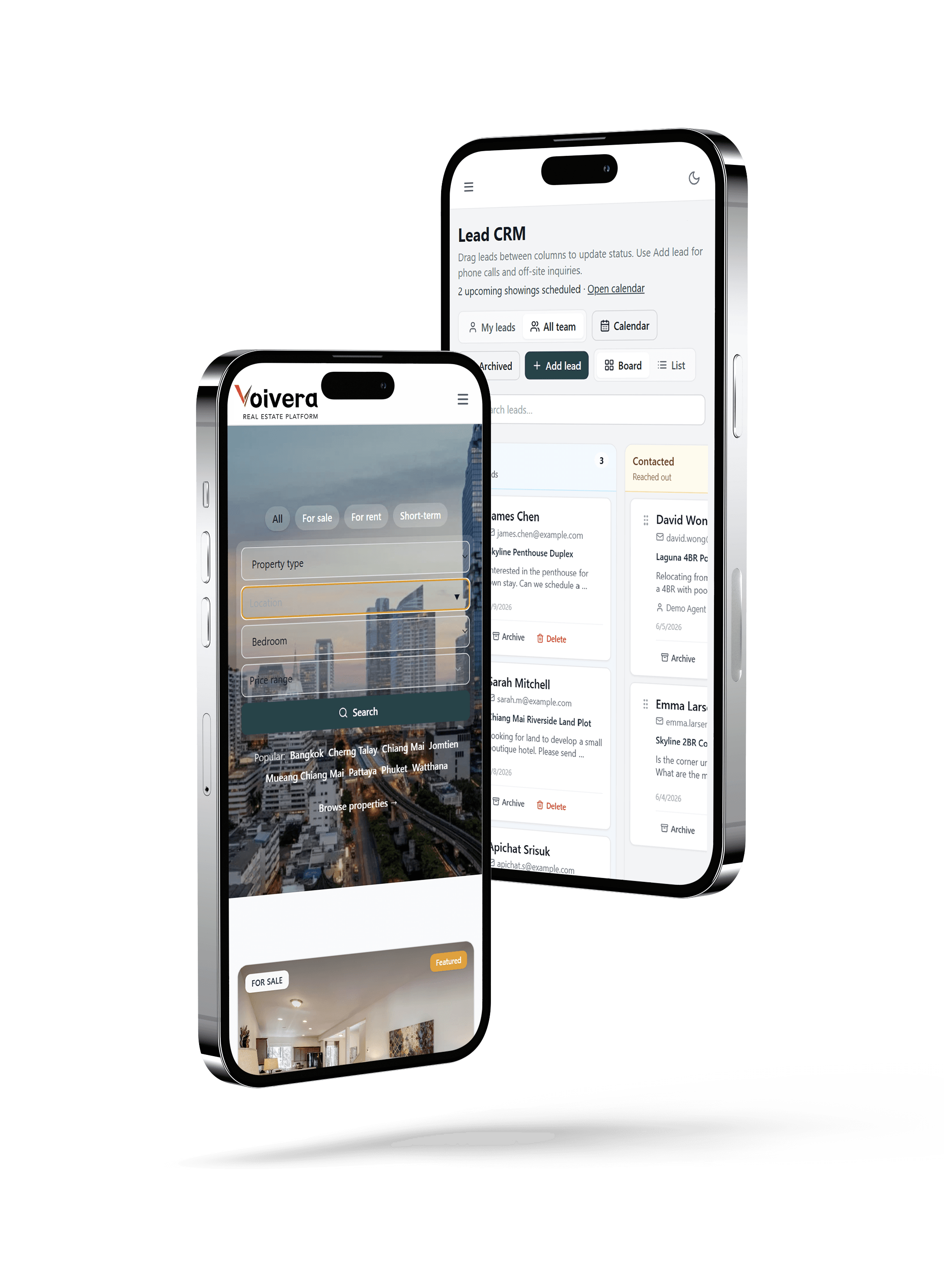 Voivera mobile app for real estate agents